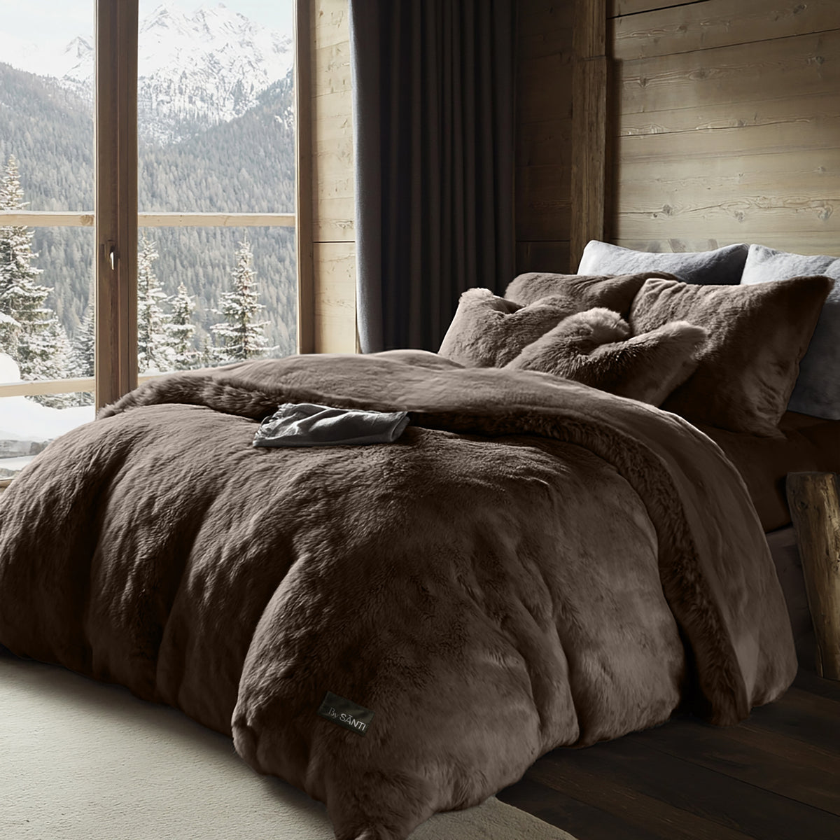 Hotel-inspired velvet bedding set with fluffy comforter